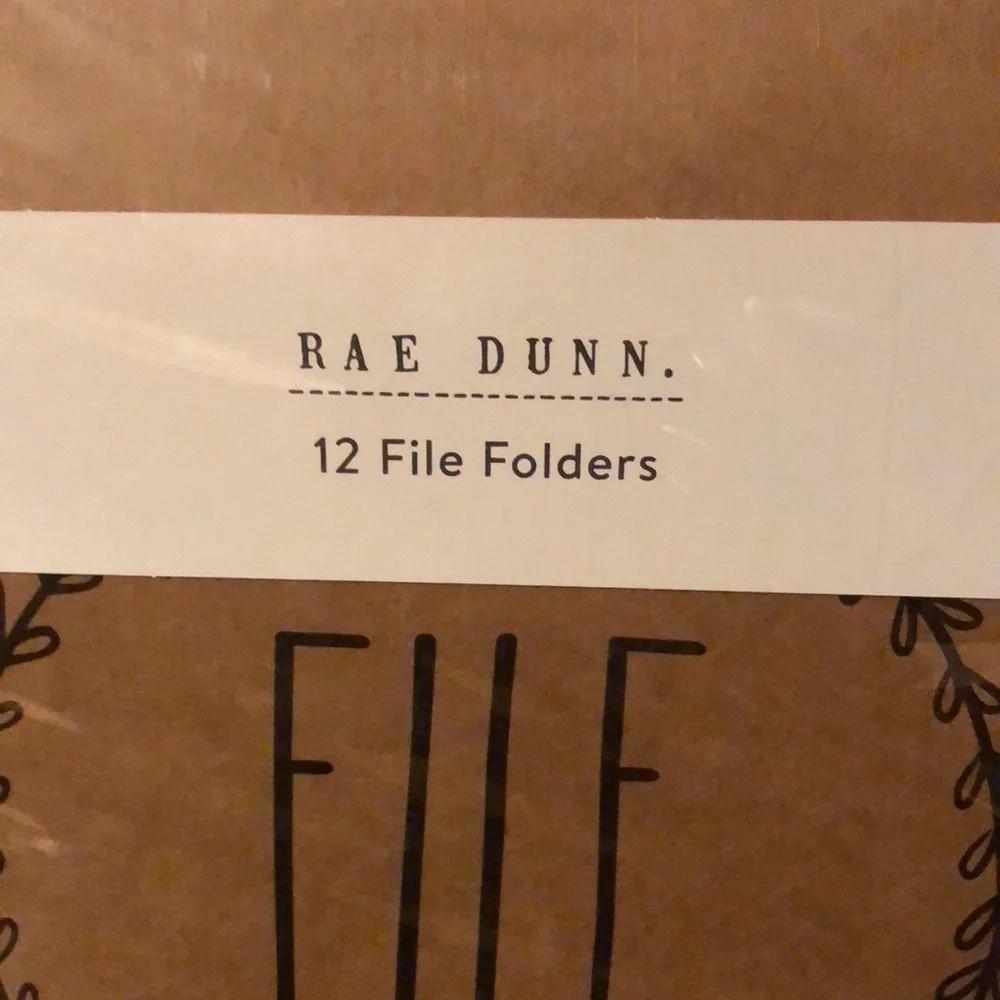 Rae Dunn FILE SAVE ORGANIZE Signature Collection 12 File Folders Brown